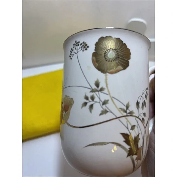VTG OTAGIRI GOLDEN POPPY Mug Cup WHITE GOLD PORCELAIN JAPAN - Picture 8 of 10